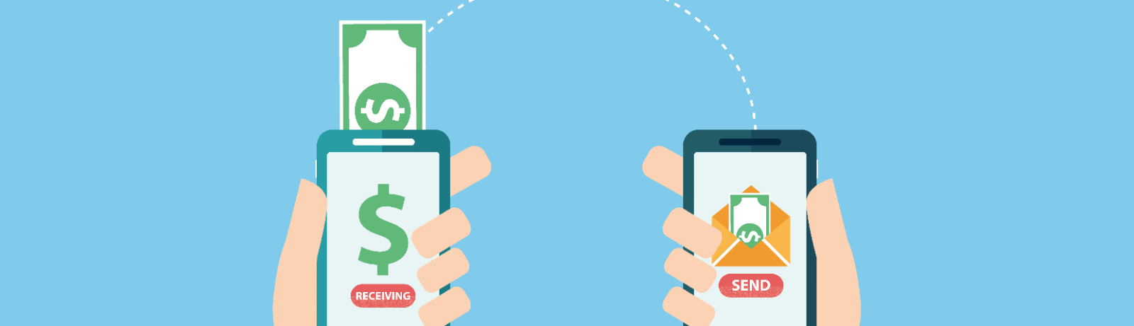 two mobile devices sharing money
