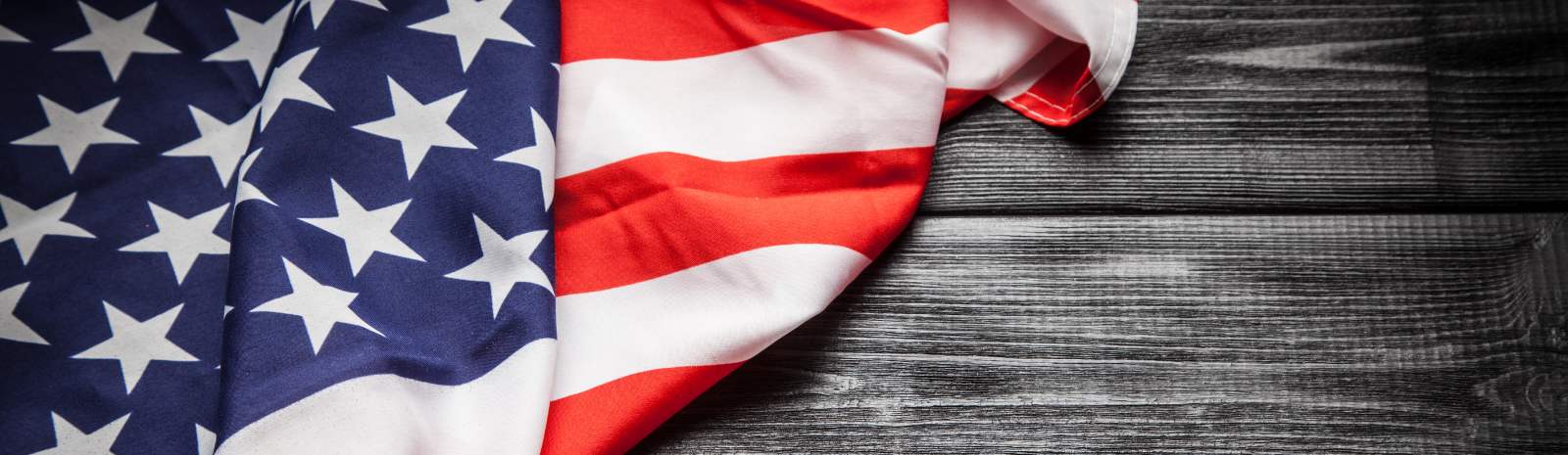 American flag on wood