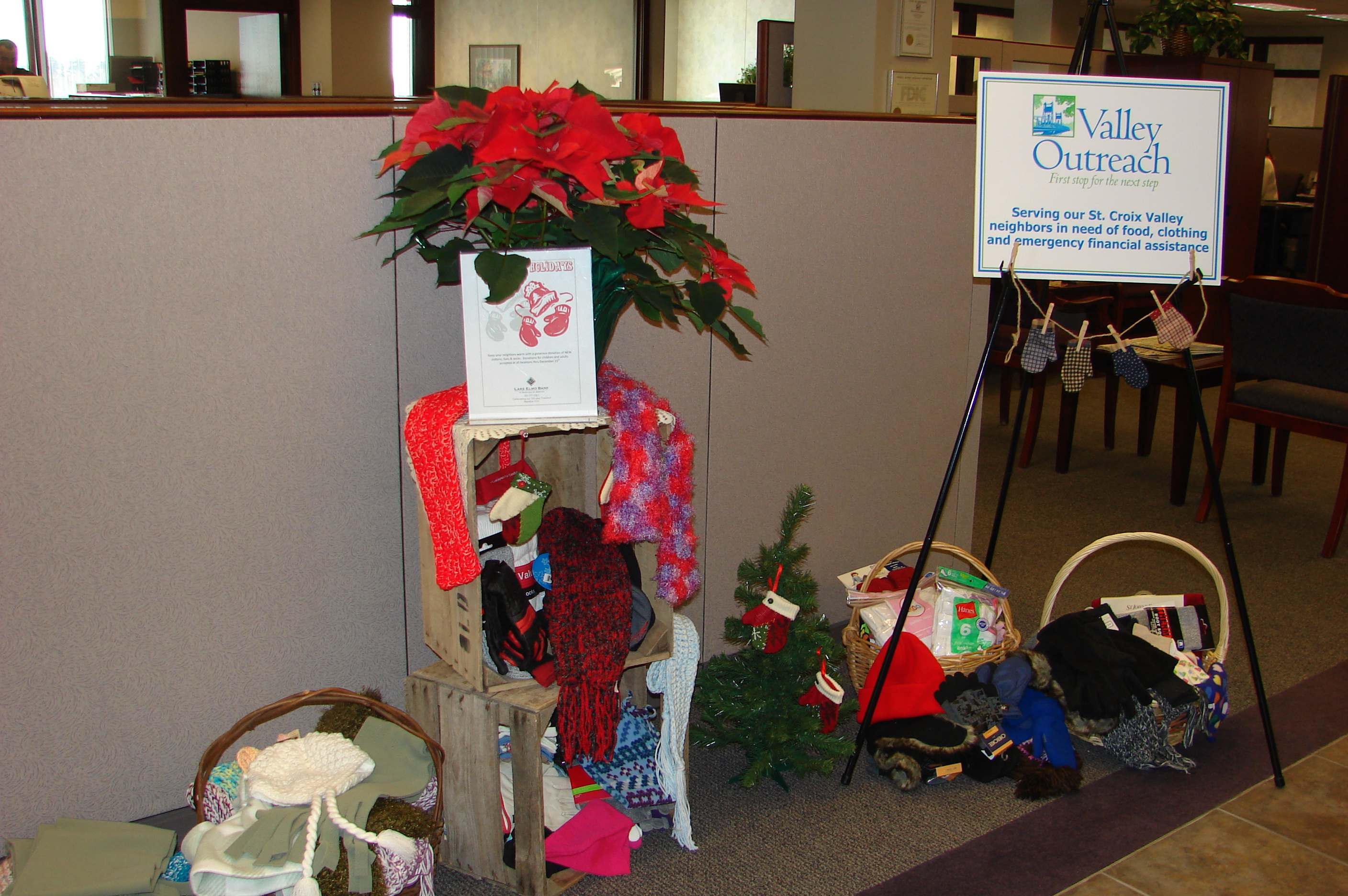 Image of the collection of mittens and hats for Valley Outreach